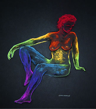 Rainbow Girl - 12 x 10 inches - Pastel on card